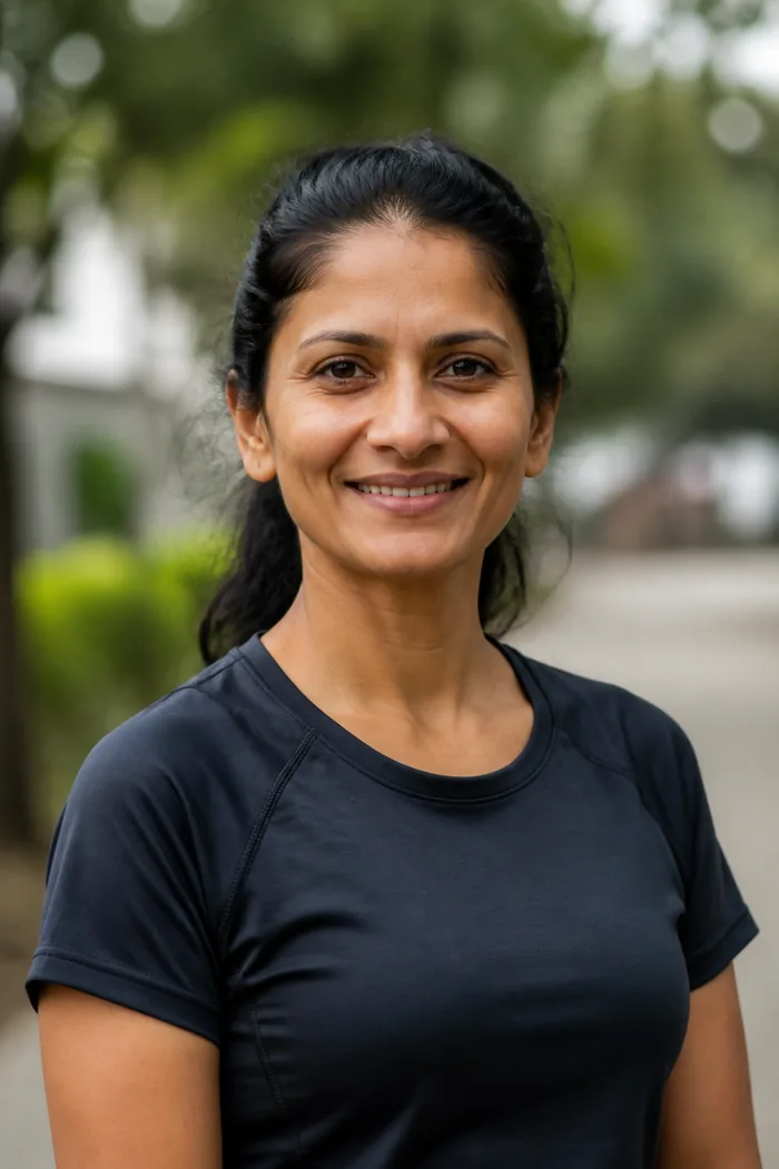 Anika, a fictional exercise trainer demo persona from India